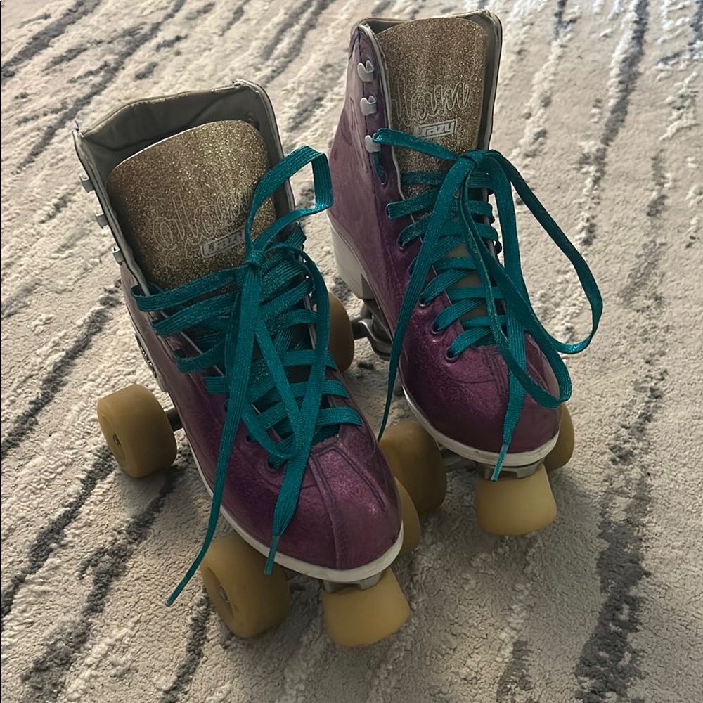 Chic Purple Roller Skates with Teal Laces